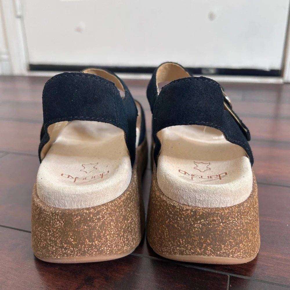 Dansko Bianca Chunky Platform Wedge Suede Sandals Women size 41 NWOB $150